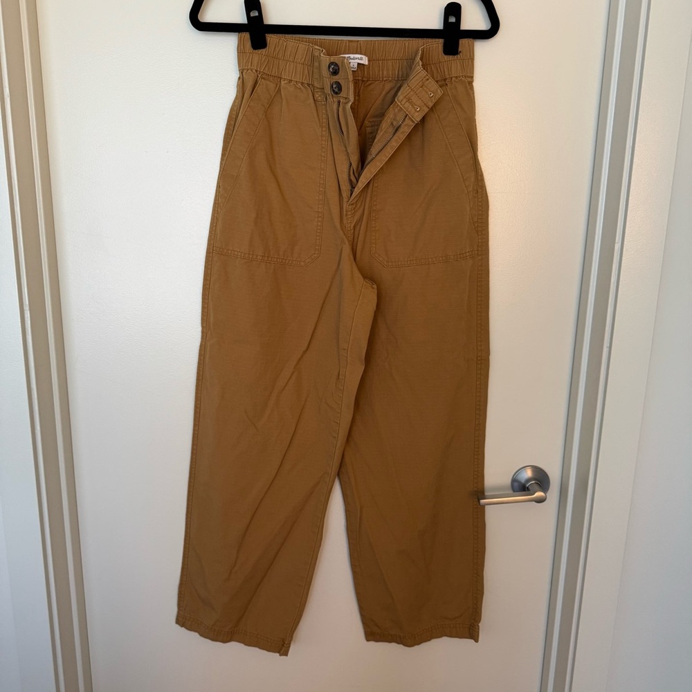 Madewell Tan Cargo Pants High-Waisted Wide-Leg